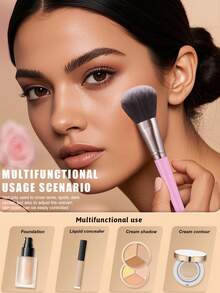 Bộ trang điểm và dụng cụ làm đẹp 34 món màu hồng - Cọ siêu mềm, bông mút, phấn phủ, băng đô và con lăn ngọc, bộ trang điểm cơ bản trọn gói. - Hồng - Xem 3