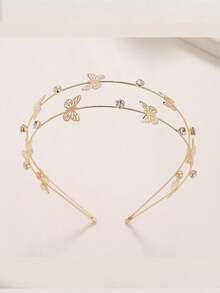 Băng đô cài tóc hình bướm bằng đồng đính đá cho nữ. - Vàng - Xem 6