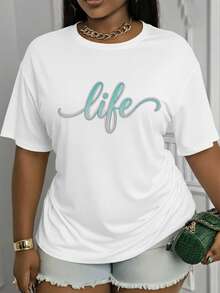 Suave, transpirable y ligera para comodidad durante todo el día. Camiseta estampada para mujer - diseño con temática "Life".| Transpirable y ligero (adecuado para primavera, verano y otoño)| Lavable a máquina| Excelente opción de regalo| Versátil y fácil de combinar| Camisa casual básica| Moda de | Cómoda y ajustada, la camiseta Classic de cuello redondo tiene un corte relajado que favorece todas las formas del cuerpo y es fácil de combinar con jeans, shorts y leggings. - Negro - Ver 8