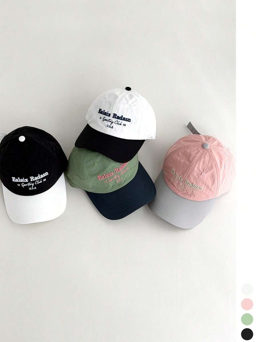 Mũ lưỡi trai mùa hè nhanh khô, phối màu, thêu họa tiết, mũ che nắng ngoài trời unisex cho cặp đôi, mũ vành rộng đa năng giúp thon gọn khuôn mặt với chữ thêu tương phản. - Phối màu theo khối Ealaix - Xem 1