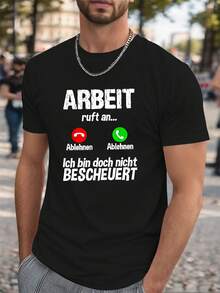 Divertida camiseta de manga larga para hombre de talla grande con efecto de arruga de teléfono de trabajo alemán - Negro - Ver 1