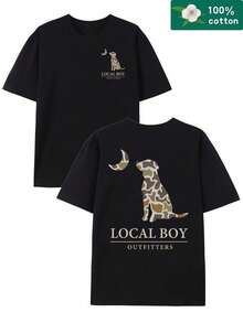 Camiseta con Estampado de Perro Camuflado para Hombre de Local Boy Outfitters - 100% Algodón, Manga Corta Cómoda, para Entusiastas de la Caza y la Naturaleza, Ropa Casual de Verano - Negro - Ver 8