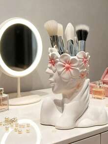 1 pièce Porte-pinceau de maquillage de style européen doré, organisateur de bureau, en forme de vase, support de rangement haut de gamme pour pinceaux de maquillage, cadeau pour la petite amie - Multicolore - Voir 6