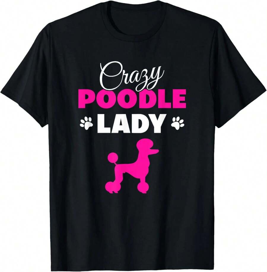 Camiseta de Poodle para amantes de perros, para mujeres, niñas y niños, unisex, en negro y blanco, ideal para regalo. - Negro - Ver 1
