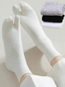1Pair Two Finger Socks Split Tabi Toe Socks Adjustable Bunion Correction Toe Separator Socks For Kimono Flip Flop Sandal - Multicolor - View 3