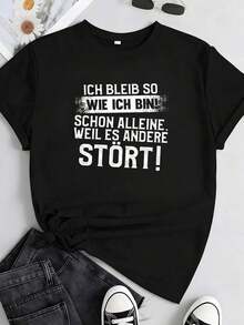 1 Funny Women's T-Shirt With German Quote - I Am Who I Am! If You Don't Like That, F*** You! Bold Statement T-Shirt - Lightweight Garment For Everyday Wear And Parties - Black With White Text - Casual Spring/Summer Top 180g 100% Cotton - 黑色 3 - 查看 8