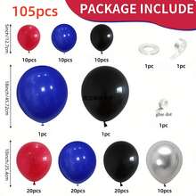 55/105pcs Black, Red, Blue, Silver Balloon Arch Kit, Theme Balloon Garland, Suitable For Baby Shower, Boy's Birthday Party Decor, Theme Party - Multicolor - View 9
