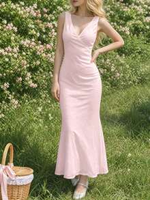QIANZHIDU Đầm maxi SUNSTORY dành cho nữ, kiểu dáng thanh lịch, phong cách Bohemian, cổ xếp ly, chất liệu jacquard họa tiết hoa, lưng bồng, thắt nơ, thích hợp cho khách dự đám cưới, kỳ nghỉ hè, đi biển, hẹn hò, mặc hàng ngày, Ngày của Mẹ, Ngày Valentine, lễ hội âm nhạc, tiệc tùng. - Hồng - Xem 3