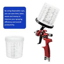 1 Set Of 600ml 50pcs Disposable Cups With 1 Set Of Internal Threaded Bottle Adapters And 50pcs Internal Cups With Lids. Convenient And Suitable For All Gravity-Feed Paint Spray Guns - 50 Pieces - View 9