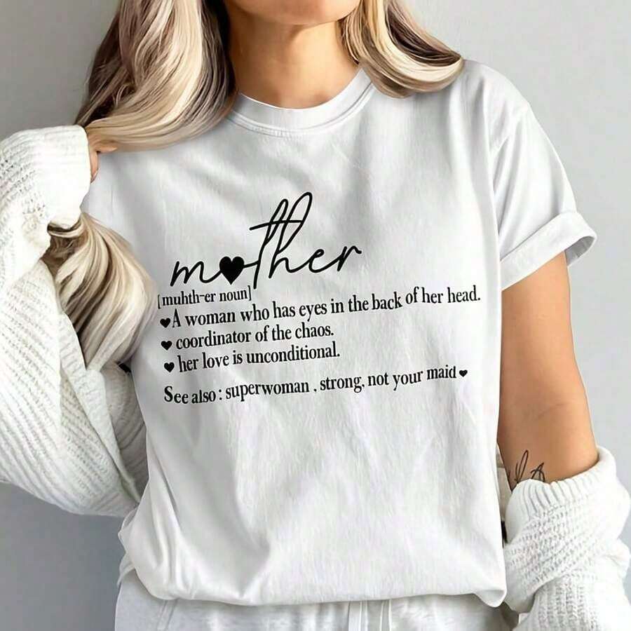 short-sleeveCamiseta cómoda con la definición de "Madre", regalo único para mamás, camiseta de Superwoman, camiseta de habilidades de coordinación, camiseta de amor incondicional, camiseta divertida para mamá100% Cotton - Blanco - Ver 1