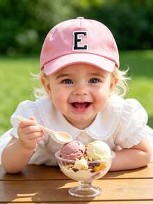 1pc Kids' Baseball Cap With 26 Alphabet Letters, Handmade Letter Design Style Baby Girls Sun Hat, Suitable For Outdoor Activities And Daily Wear, UV Protection - Pink - View 4