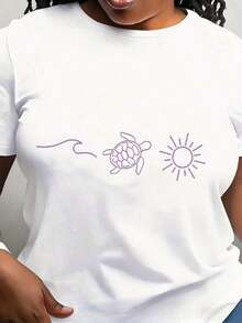 Modern MinimalistSun T Shirts, Summer Shirts, Women'S Gifts, Beach Shirts, Summer Shirts For Womencasual everyday - Blanco - Ver 7