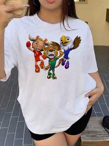 Playera de Fútbol Copa Mundial 2026 para Mujer, Camiseta con Mascotas y Banderas de México USA y Canadá, Top Casual de Manga Corta para Fanáticos del Fútbol, Ropa Deportiva Estética de Verano, Playera Suave y Transpirable con Gráfico de Torneo 2026, Estilo Urbano Moderno. - Negro - Ver 6