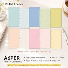 A6/A7 Retro Speckled Blank Refill Pages, 40 Sheets 10-Color Mixed Textured Background Inserts, 6-Ring Loose-Leaf Planner Refills For Journal & Scrapbooking School Supplies - Rectangle - View 16