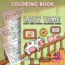 1 buah Buku Mewarnai Hewan Nyaman Slouchy Time: Hewan Ternak Lucu yang Santai, Desain Sederhana dan Mudah, Cocok untuk Dewasa dan Remaja, Sempurna untuk Relaksasi Musim Panas - Beraneka warna - View 3