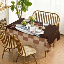 1pc, Home Decor, Coffee Pattern Printed Tablecloth, Rectangular, Machine Woven, Suitable For Home Kitchen Dining Room, Party Dinner, Picnic Camping, Date, Wedding, Theme Party Decoration, Indoor And Outdoor Use - Multicolor - View 8