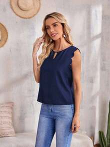 De Tirantes Con Borde De Concha Para Mujer - Azul marino - Ver 4