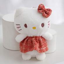 1 pieza Muñeca de peluche con falda a cuadros de 12 cm, lindo peluche de gato de dibujos animados KT, muñeca de gato vestida, regalo para niñas, colgante para bolso, múltiples colores disponibles, decoración suave y adorable de estilo femenino, regalo de cumpleaños y vacaciones, decoración del hogar, mercancía de dibujos animados - Multicolor - Ver 6