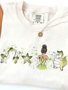 |   1 Playera para Mujer 100% Algodón Transpirable | Camiseta oficial de la Princesa y el Sapo Tiana para mujer - Diseño de aventura es la bahía de acuarela y la casa de Tiana es Nueva Orleans, cuello redondo suave, manga corta, informal y elegante para fiestas, cómoda para todos ellos las estaciones, lavable a máquina conjunto de ropa temático para la familia, ropa de invierno para mujer - Ideal para el verano. Camiseta de algodón puro de corte holgado y estilo casual - Negro - Ver 7