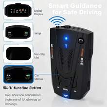 16-Band Automotive Radar & GPS Detector With Voice Alarm & Real-Time Threat Alert, Upgraded 360° Anti-GPS Detector, Rear-End Speed Ticket Avoidance, Enhanced Ty Features For  Driving 9WSA - Solid Black - View 10
