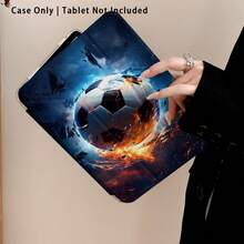 Acrylic Crystal Tablet Protective Case With Fire And Soccer Pattern Painting Effect, With Stand, Suitable For Honor 8/9/10/X8/X8A/X9/X8Pro/X9Pro/X9A/ Matepad Pro /Matepad SE 11/Matepad 11 Apple 10th Gen/ 11 2025 (A16) And A9 And Other Popular Models - Multicolor - View 3