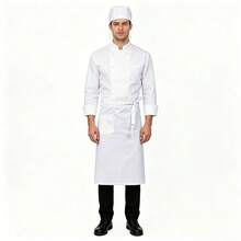 2pcs/Set Celemek dan Topi Koki - Pakaian Kerja Dapur Tahan Lama Cocok Untuk Koki/Pelayan Pria/Wanita - MultiWarna - View 9