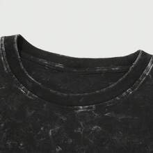 Lightweight Unisex Acid Wash T-Shirt By Lucy X Edgerunners, Runner T-Shirt, Edgerunners, Lucy T-Shirt, Cotton Fabric Top - 黑色 - 查看 3