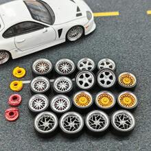 Llantas de ruedas de coche modelo a escala 1: 64, 4 Uds. 1 Juego de llantas de resina impresas en 3D con neumáticos de goma para  MINI GT  JDM, actualización de coche - Gnosis CVX Gris - Ver 1
