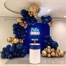 102 piezas Conjunto de arco de globos azul marino con decoración de estrellas, globos de látex azul marino, dorados y de tamaños surtidos, adecuado para niños, niñas, graduación, cumpleaños, decoración de fiesta de aniversario en 2026 - Multicolor - Ver 4