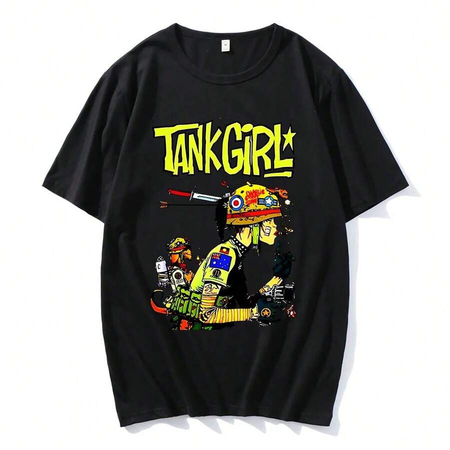 Camiseta Tank Girl Feminista Charlie Don't Surf de Manga Corta, Talla Grande, Estilo Vintage Divertido, Estética, Unisex, de Algodón - Negro - Ver 1