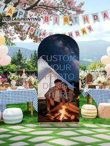 Customized Elastic Arch Cover - Custom Background Frame For Weddings, Birthdays And Events, Suitable For Rounded Tops, Available In Multiple Sizes, Made Of Polyester Material, No Power Required, Perfect For Christmas, Halloween, Valentine's Day, Mother's Day Etc., Event Background | Modern Arch Design | Polyester Elastic -- (Arch Frame Not Included, Only Fabric Background) - Multicolor - View 2
