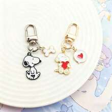 SNOOPY 1 buah Gantungan Kunci Pasangan Lucu, Liontin Kartun, Set Earphone Hati, Hadiah Kecil, Isian Kaos Kaki Natal, Hadiah Tahun Baru, Hadiah Hari Valentine, Hadiah Paskah [Gaya Acak] - MultiWarna - View 3