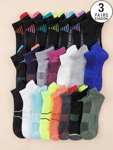 1/3/5 Pairs Random Men's Breathable Moisture-Wicking Short Socks, Suitable For Running, Cycling, Spring/Summer - Multicolor - View 6