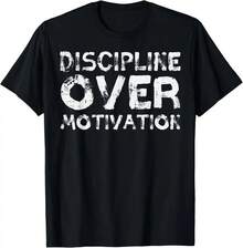 Disciplina en el Gimnasio, Motivación, Entrenamiento, Fitness, Camiseta Deportiva para Hombres y Mujeres, Camisetas con Gráficos de Letras - Negro - Ver 1