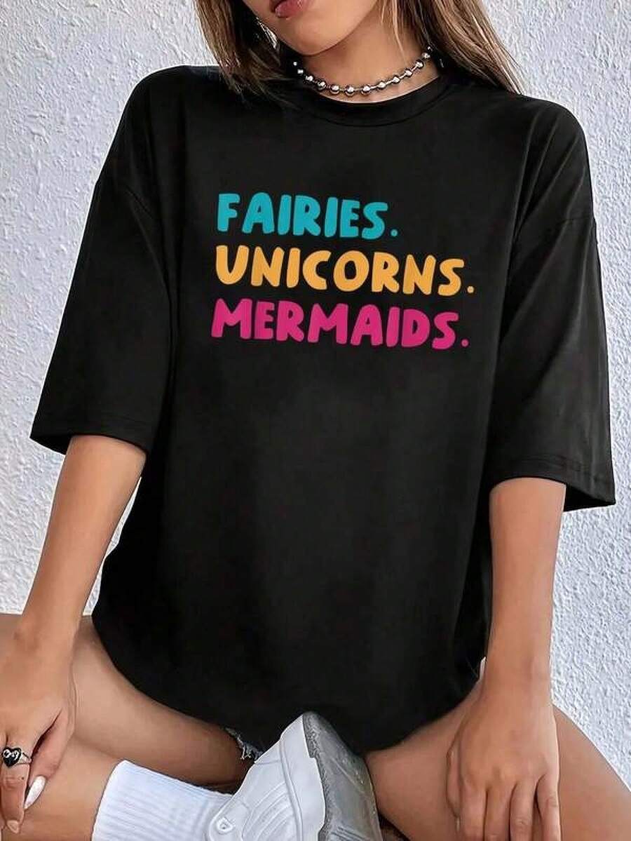 Camiseta unisex de manga corta, HadasUnicorniosSirenasDeclaraciónSirenaAmanteCamiseta-GráficoCamisetasFestivalConjuntos de ropaParaMujeres,TopsParaVerano,SuperiorDeMujerMujeresVeranoRopa de jugadorashombre, , , Dazymujer,romwehombres, bohochic,maestrasregalos,camisetaparaconjuntos de mujercon curvasparamu,y2k, - Negro - Ver 1