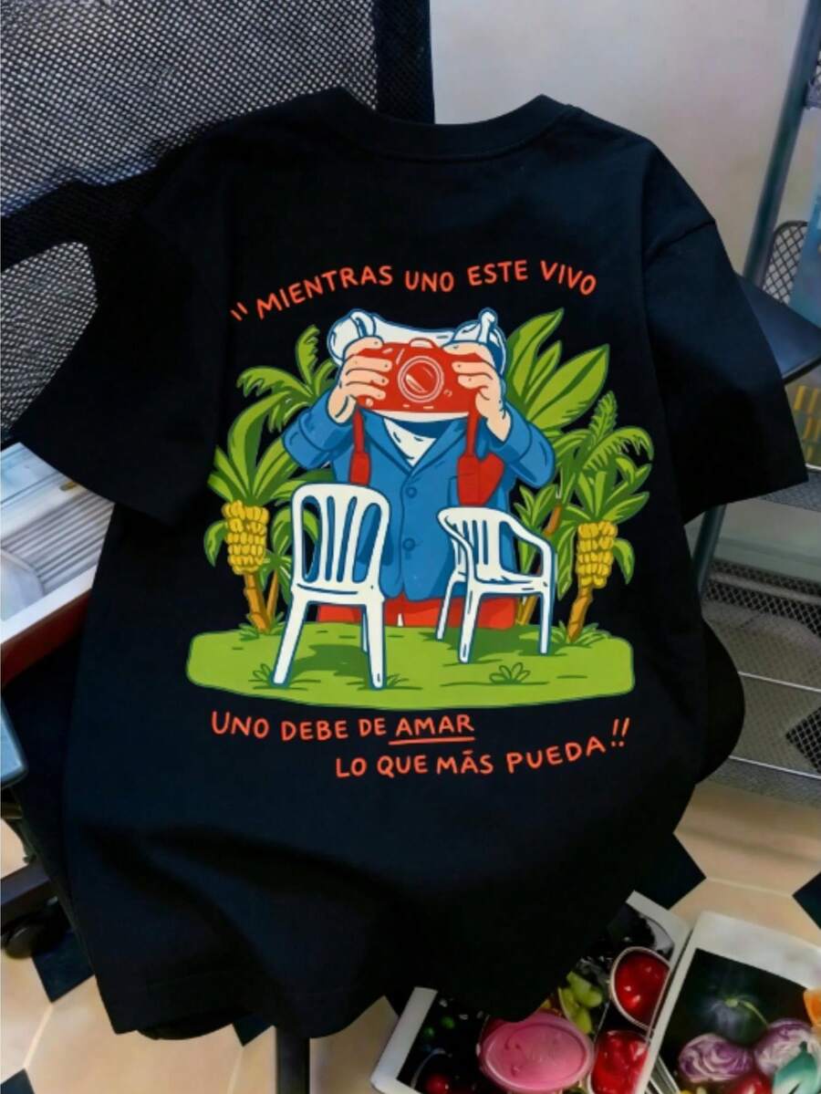 Camiseta Unisex 100% T-Shirt, Tour 2025 "Debería Haber Tomado Más Fotos" - Fotógrafo de Rana + Frase Retro Motivacional, Cuello Redondo, Manga Corta, Ideal para Amantes de la Fotografía, (S~XXXL) - Negro - Ver 1