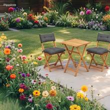 Weiches, flauschiges quadratisches Stuhlkissen-Set für Garten, Balkon und Wohnzimmer. Es besteht aus 1 Boden- und 1 Oberkissensatz. Hergestellt in der Türkei. Das Bodenkissen misst 40 * 40 cm, und das Oberkissen misst 20 * 40 cm. - Dunkelgrau - Übersicht 2