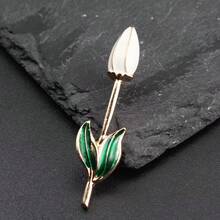 Creative Fashionable Individual Elegant Dripping Oil Enamel Tulip Brooch - 白色 - 查看 3