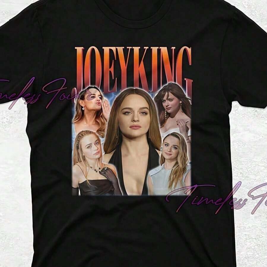 short-sleeveCamiseta de Joey King, Camiseta retro de Joey King, Camisetas de fans de Joey King, Sudadera retro de los 90 de Joey King100% Cotton - Negro - Ver 1