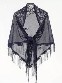 1pc Solid Color Hollow Flower Tassel Shawl - Multicolor - View 11