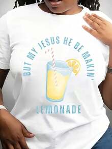 Camiseta Moderna Minimalista de Jesús Haciendo Limonada, Camiseta Cristiana, Camiseta de Limón Linda para Mujer, Regalo de Fe Cristiana, Camiseta Casual para Grupo Religioso - Blanco - Ver 1