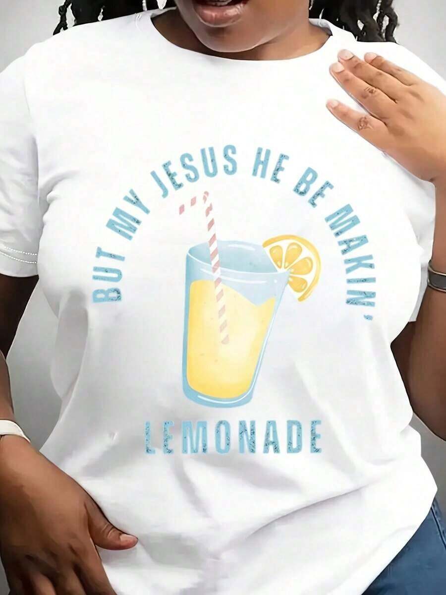 Camiseta Moderna Minimalista de Jesús Haciendo Limonada, Camiseta Cristiana, Camiseta de Limón Linda para Mujer, Regalo de Fe Cristiana, Camiseta Casual para Grupo Religioso - Blanco - Ver 1