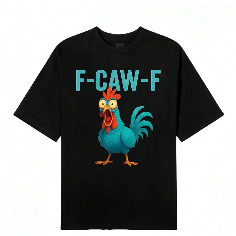 Camiseta de manga corta ajustada para mujer con estampado divertido de gallo - Estilo casual, ligera, de algodón negro con cuello redondo para amantes de las aves, vibes de verano y diversión al aire libre. - Negro (Solo disponible en blanco y negro) - Ver 1