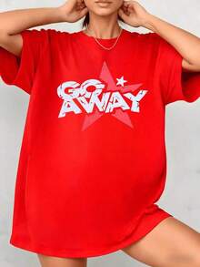 Estrella roja con mensaje contundente transmitiendo actitud independiente y energía rebelde perfecta para expresar personalidad camiseta de mujer 100% algodón 220g - Rojo - Ver 1
