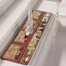 1 pieza Felpudo absorbente con diseño de café para grifo de fregadero, felpudo de drenaje, apto para encimera de fregadero de cocina/baño, almohadilla de secado rápido - Multicolor - Ver 6