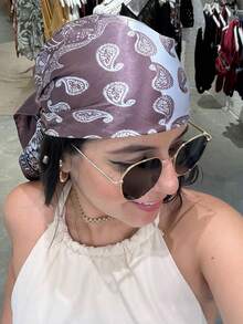 Women's Large Square Satin Scarf 90x90 Elegant Fashion Bandana For Hair And Neck - L1-Lilás - 查看 2