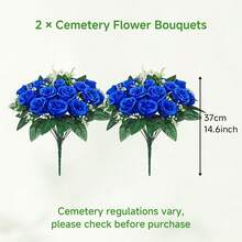 2pcs Artificial Cemetery Flowers, Memorial Rose Bouquet, Weather-Resistant Outdoor Floral Decor, Suitable For Tombstone, Cemetery, Garden, Patio, Porch, Yard And Home Decoration - Multicolor - View 2