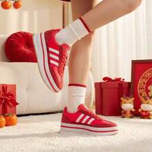 Adidas Clover Women's SL 72 STACK Classic Platform T-Toe Sneakers - Red and White - View 8
