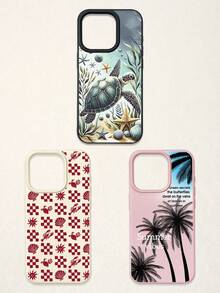 3pcs Summer Beach-Themed Phone Case Set: Ocean Turtle & Starfish, Palm Tree Graphic, Red Plaid Seashell & Lobster Print, Shockproof Full Coverage Phone Covers Compatible With IPhone 11/17/17 Pro/17 Pro Max, Galaxy S25 Ultra. Suitable For Mother's Day, Valentine's Day, Birthday, Easter, Spring/Summer Seasons, Back To School Gifts, Daily Use. - Multicolor - View 22
