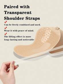 Plus Size Angel Wing Adhesive Bra, Push-Up Strapless Backless Bra, Transparent Shoulder Straps Invisible Support, Suitable For Wedding Dress - Multicolor - View 2